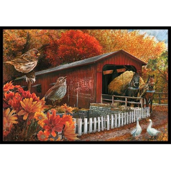 Carolines Treasures PTW2004JMAT Fall Covered Bridge Indoor & Outdoor Mat, 24 x 36 in. PTW2004JMAT - main